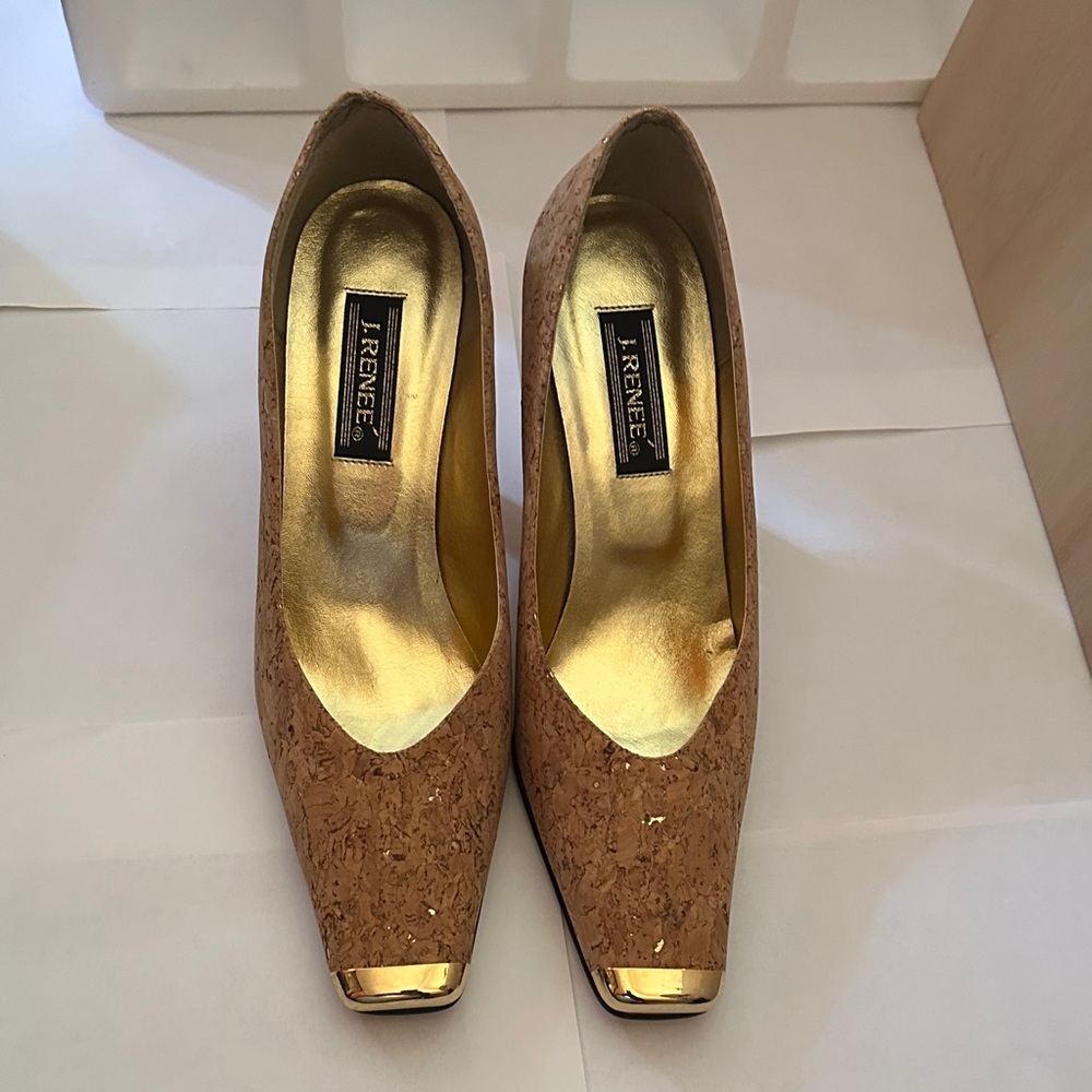 J.Renee Gold and Tan Cork Heels